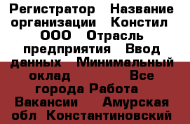 Регистратор › Название организации ­ Констил, ООО › Отрасль предприятия ­ Ввод данных › Минимальный оклад ­ 22 000 - Все города Работа » Вакансии   . Амурская обл.,Константиновский р-н